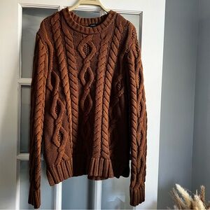 Express Rich Brown Cable Knit Sweater